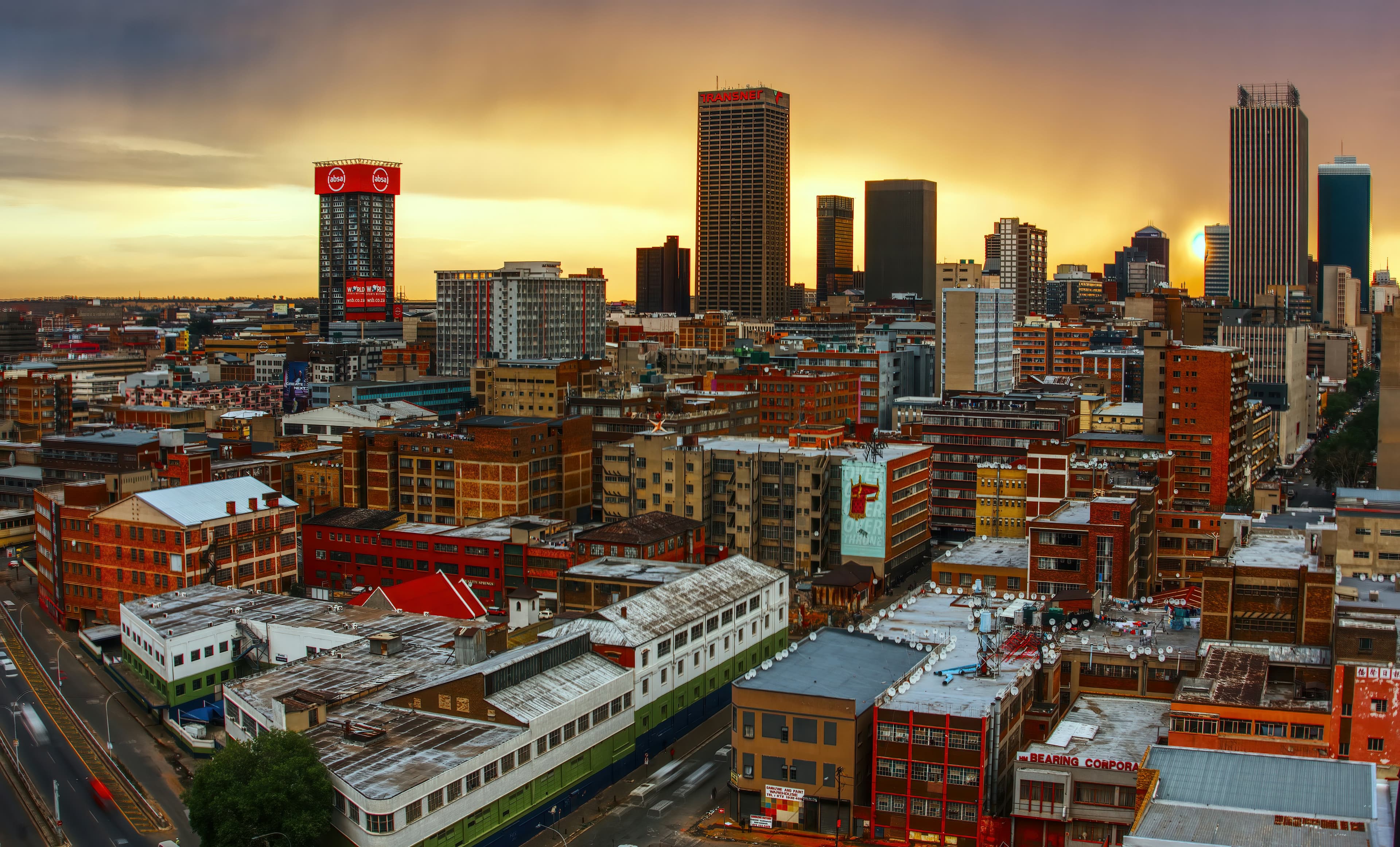 Johannesburg CBD skyline at golden hour